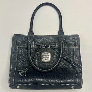 Dooney & Bourke Vintage Mini Tassel Tote Black Leather Silver Hardware EUC